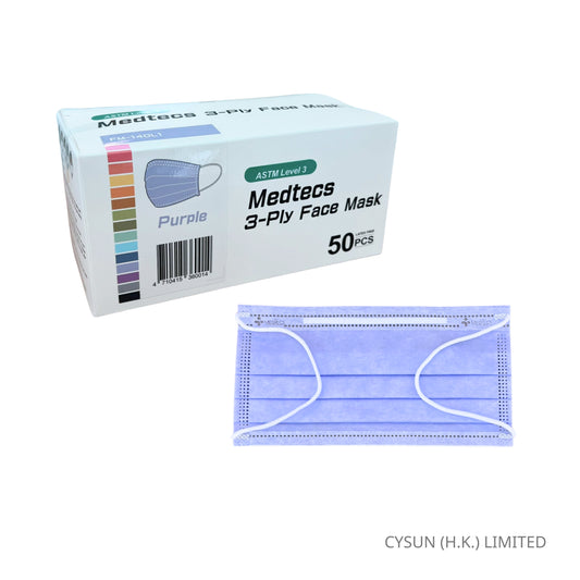 美德醫療 MEDTECS ASTM Level 3 成人三層口罩 Adult Face Mask 淺紫色 一盒50個