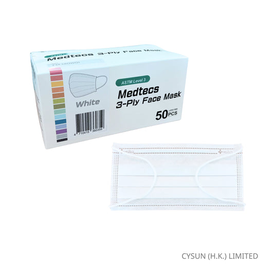 美德醫療 MEDTECS ASTM Level 3 成人三層口罩 Adult Face Mask 白色 一盒50個