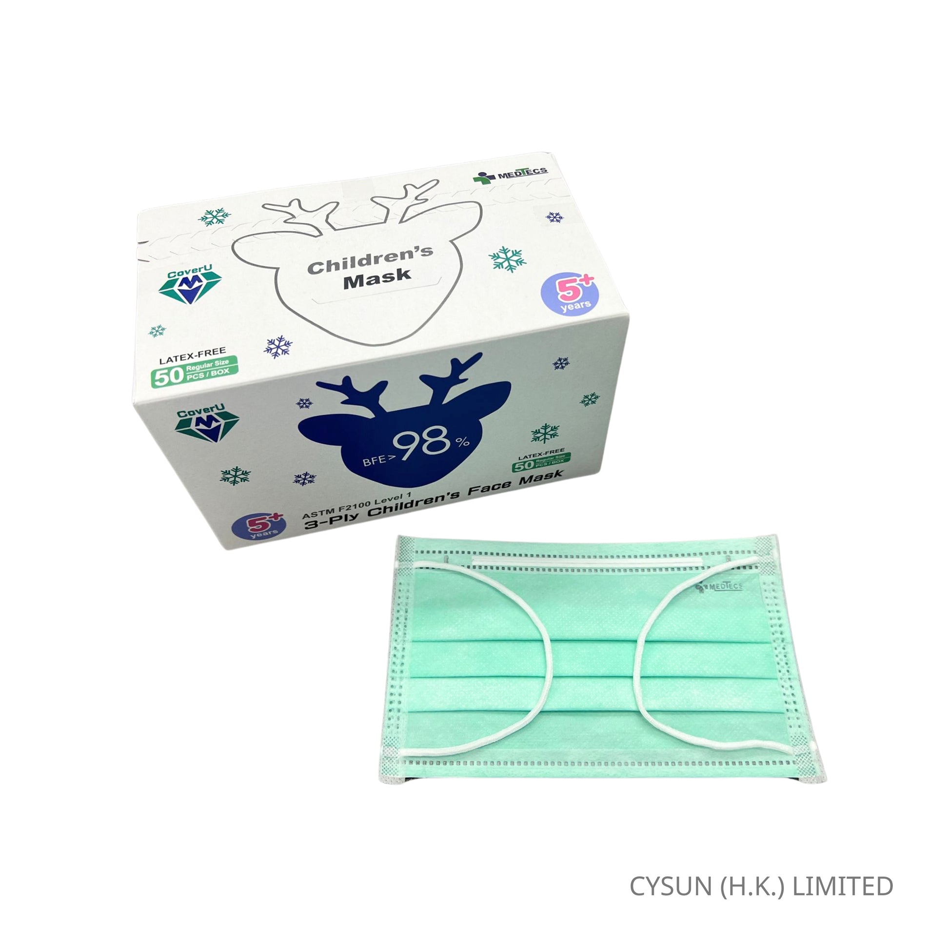 美德醫療 MEDTECS 小童三層口罩 Child Face Mask ASTM Level 1 1盒1包 1包50個