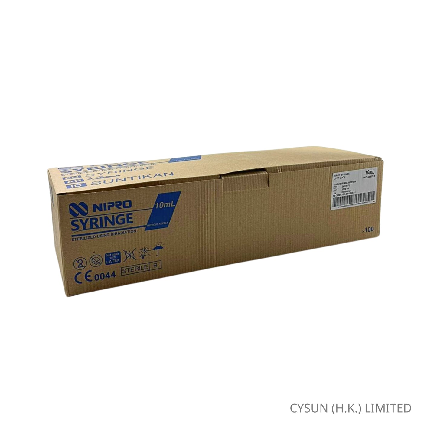 NIPRO 10ml 螺旋咀針筒 Luer Lock Syringe Without Needle 1盒100支