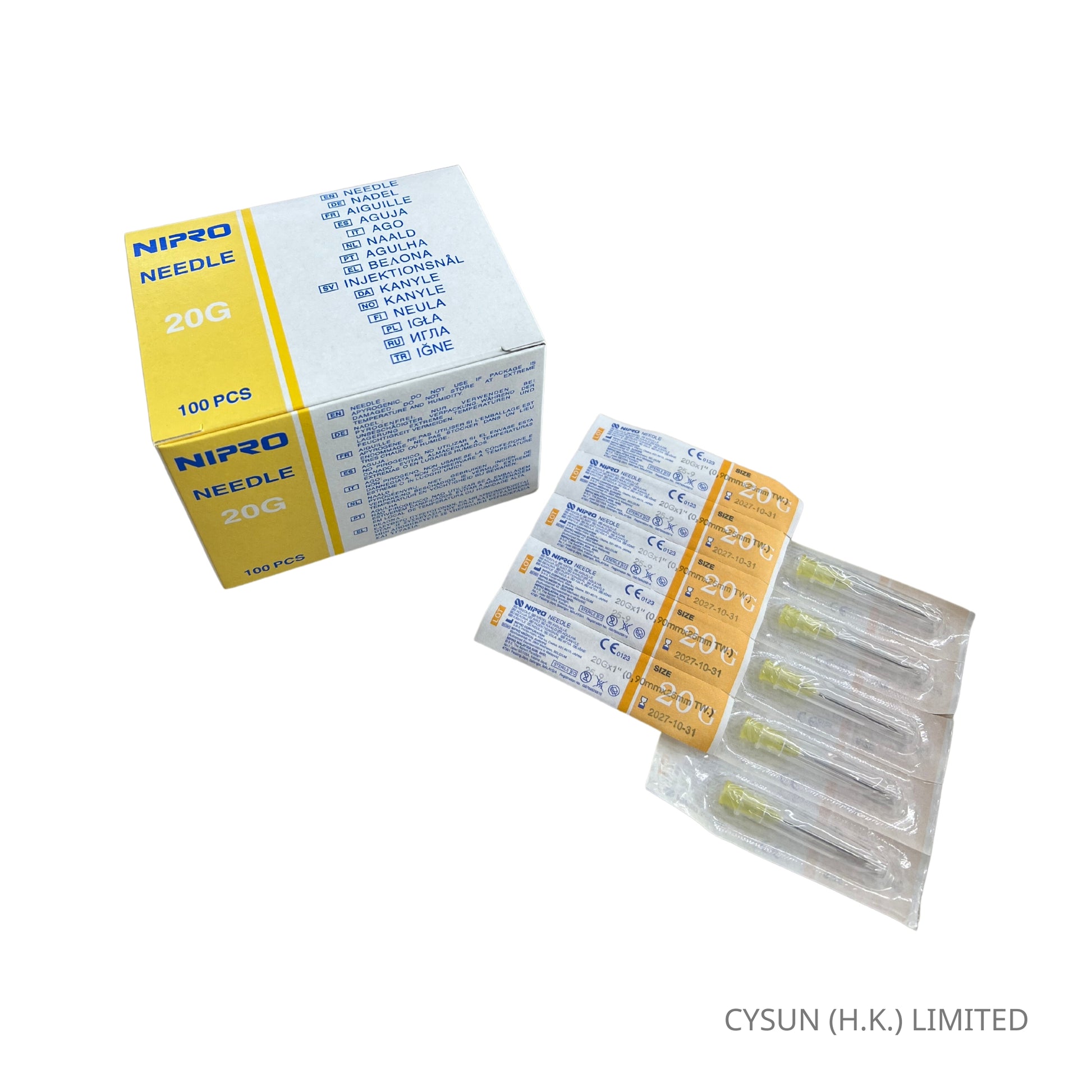 NIPRO 20G x 1" 針咀 HYPODERMIC NEEDLE 1盒100支