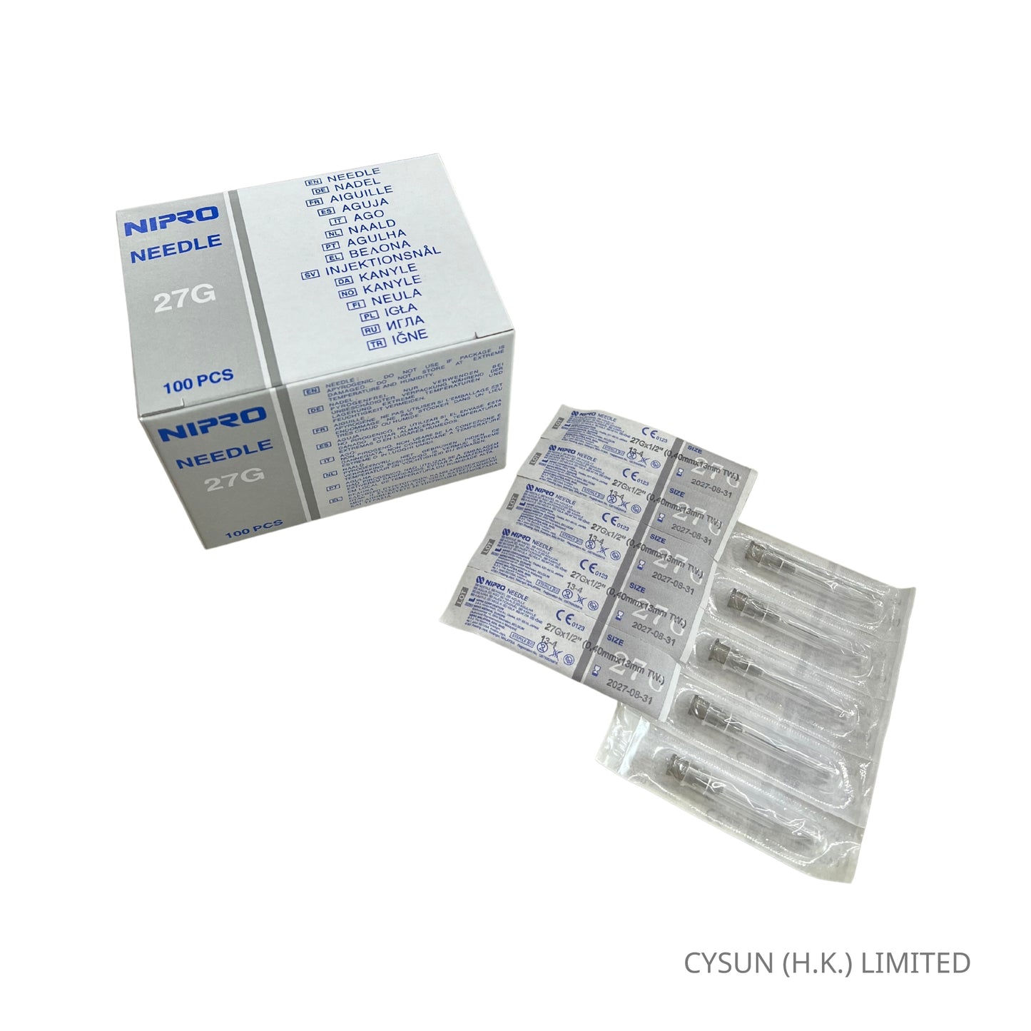 NIPRO 27G x 1/2" 針咀 HYPODERMIC NEEDLE 1盒100支