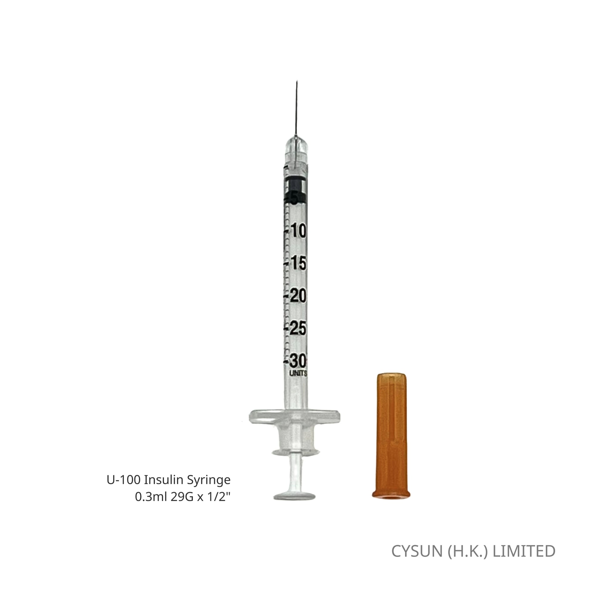 NIPRO U-100 3/10cc 胰島素針筒連針咀 Insulin Syringe 0.3ml 29G x 1/2" 13mm