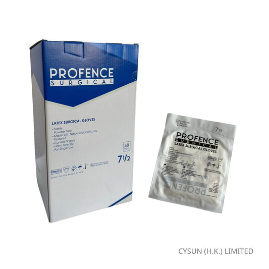 PROFENCE 無粉乳膠手術手套 Powder Free Latex Surgical Gloves 5.5-8.0 號 包裝